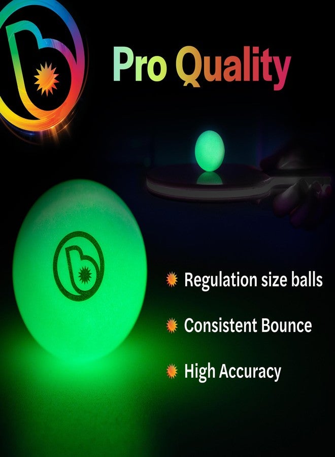 Brightz Glow in The Dark Ping Pong Balls, 6-Pack - Green Colored Neon Ping Pong Balls - Official Size & Weight 40mm Table Tennis Balls - Durable High Performance - Next Level Fun - Image 4
